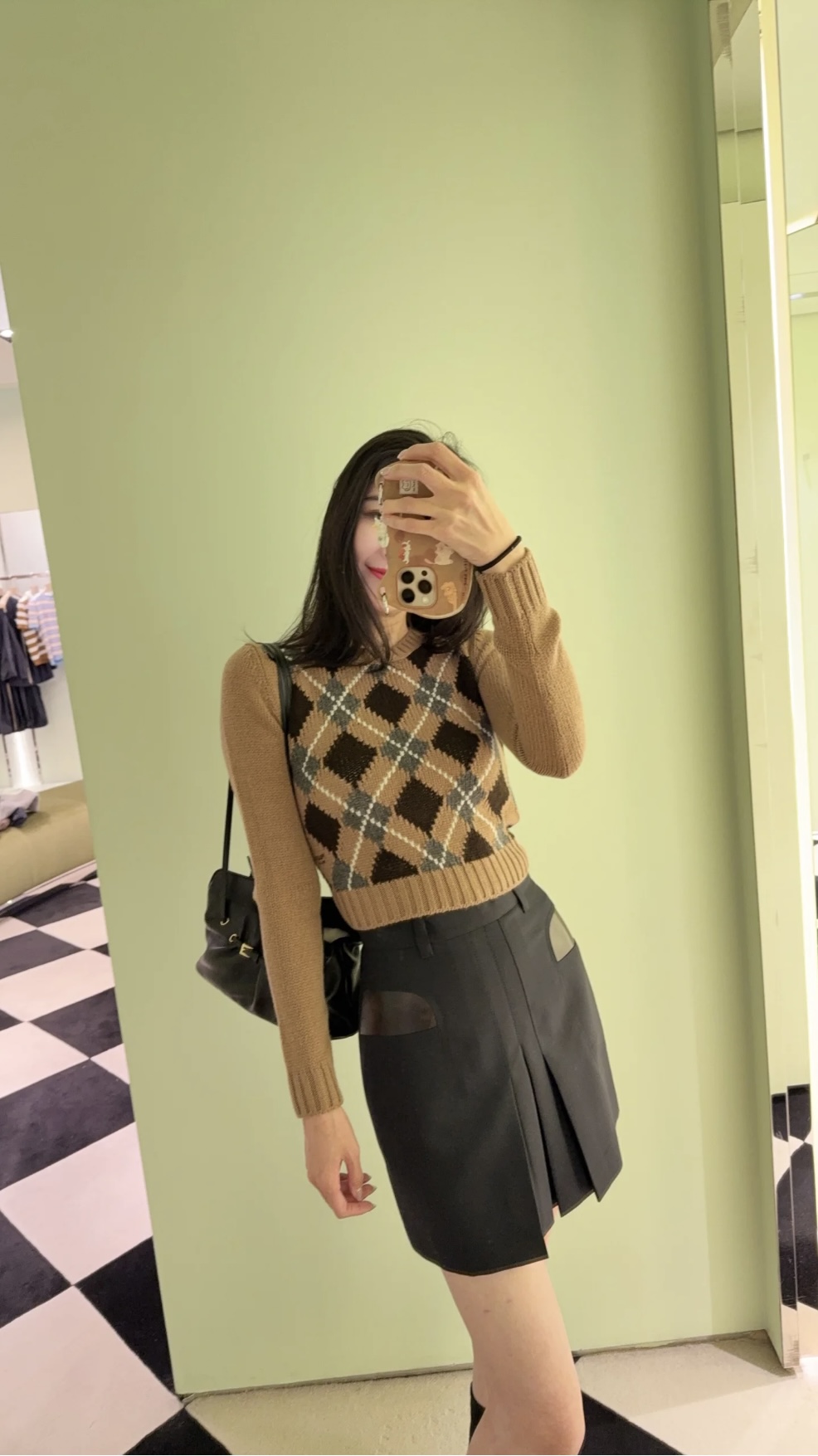 NO:480359,[Love] New [Love]!  Latest PR 25NEW Maillard color khaki plaid knitting top. Size SML., alexander wang19860909[爱心]新款[爱心]！最新PR 25NEW 美拉德色系卡其色格纹针织上衣.尺码SML.,,alexander wang,Women's clothing