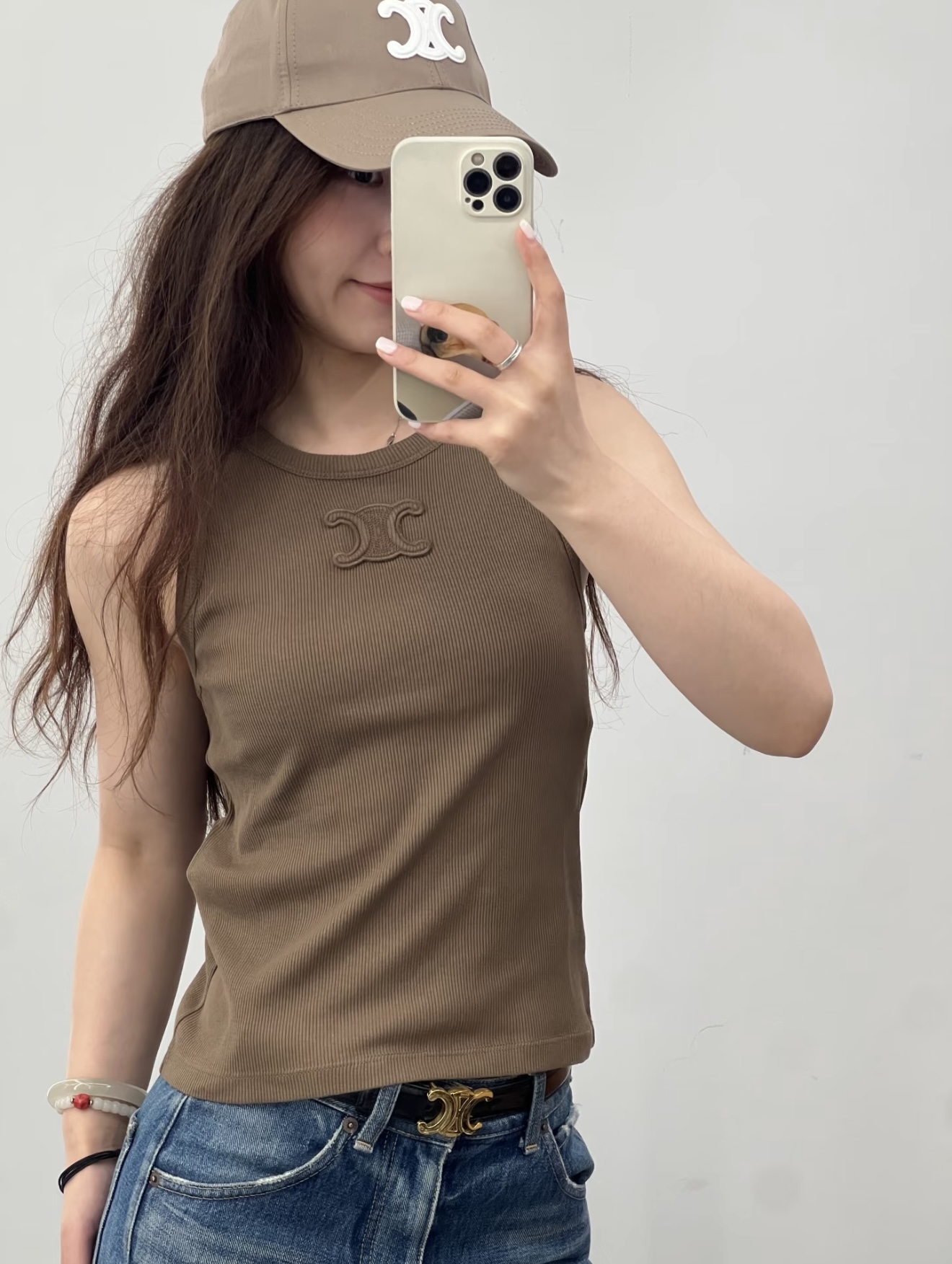 NO:486873,[Love] New [Love]!  Latest CE 25NEW Arc de Triomphe embroidered seal brown base vest. Size SML., alexander wang19860909[爱心]新款[爱心]！最新CE 25NEW 凯旋门刺绣章仔咖啡色打底背心.尺码SML.,,alexander wang,Women's clothing