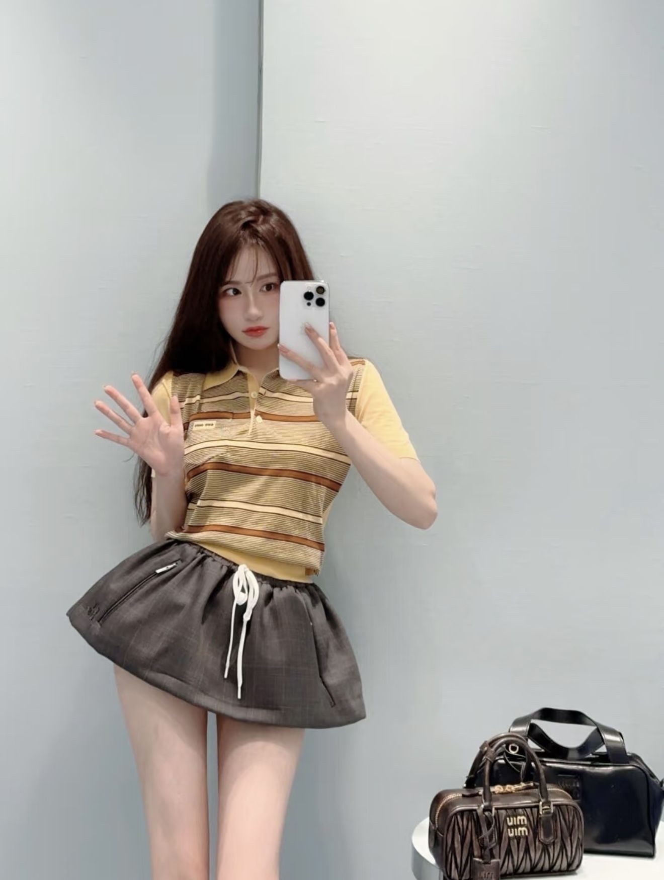 NO:498187,[Love] New [Love]!  Latest MIU 25NEW Striped Knitted Short Sleeve POLO. Size SML.,,miumiu,T-shirt,alexander wang19860909[爱心]新款[爱心]！最新MIU 25NEW 条纹针织短袖POLO.尺码SML.,,miumiu,T-shirt,alexander wang,Women's clothing