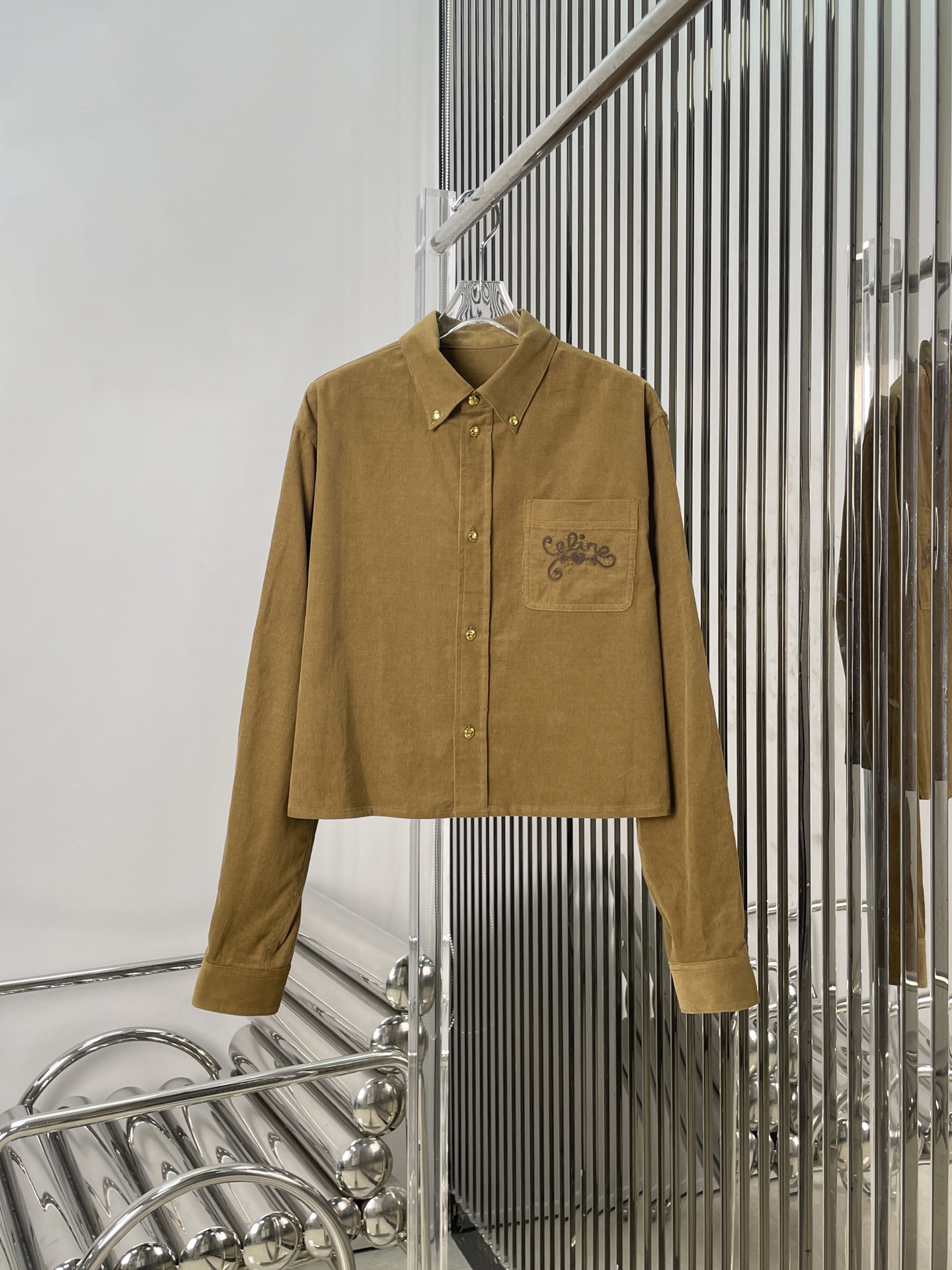 NO:503439,[Love] New [Love]!  Latest CE 25NEW Arc de Triomphe embroidered corduroy shirt. Size SML, Shirts,alexander wang19860909[爱心]新款[爱心]！最新CE 25NEW 凯旋门刺绣灯芯绒衬衫.尺码SML,,shirts,alexander wang,Women's clothing