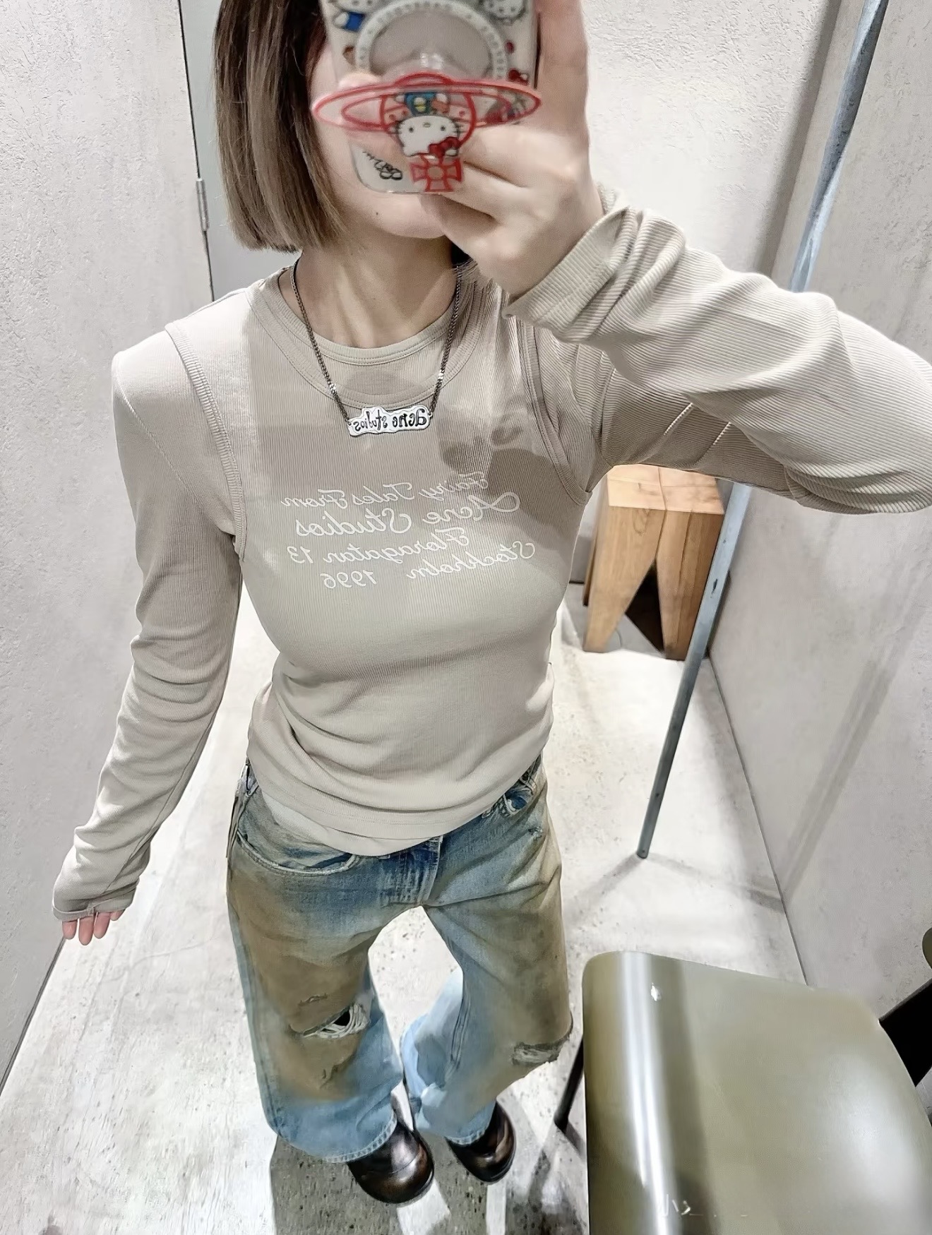 NO:503437,[Love] New [Love]!  Latest ACNE 25NEW 1996 letter printing fake two-piece suspender long sleeve base top. Size SML.P, acne studios, alexander wang19860909[爱心]新款[爱心]！最新ACNE 25NEW 1996字母印花假两件吊带长袖打底上衣.尺码SML.P,,acne studios,alexander wang,Women's clothing