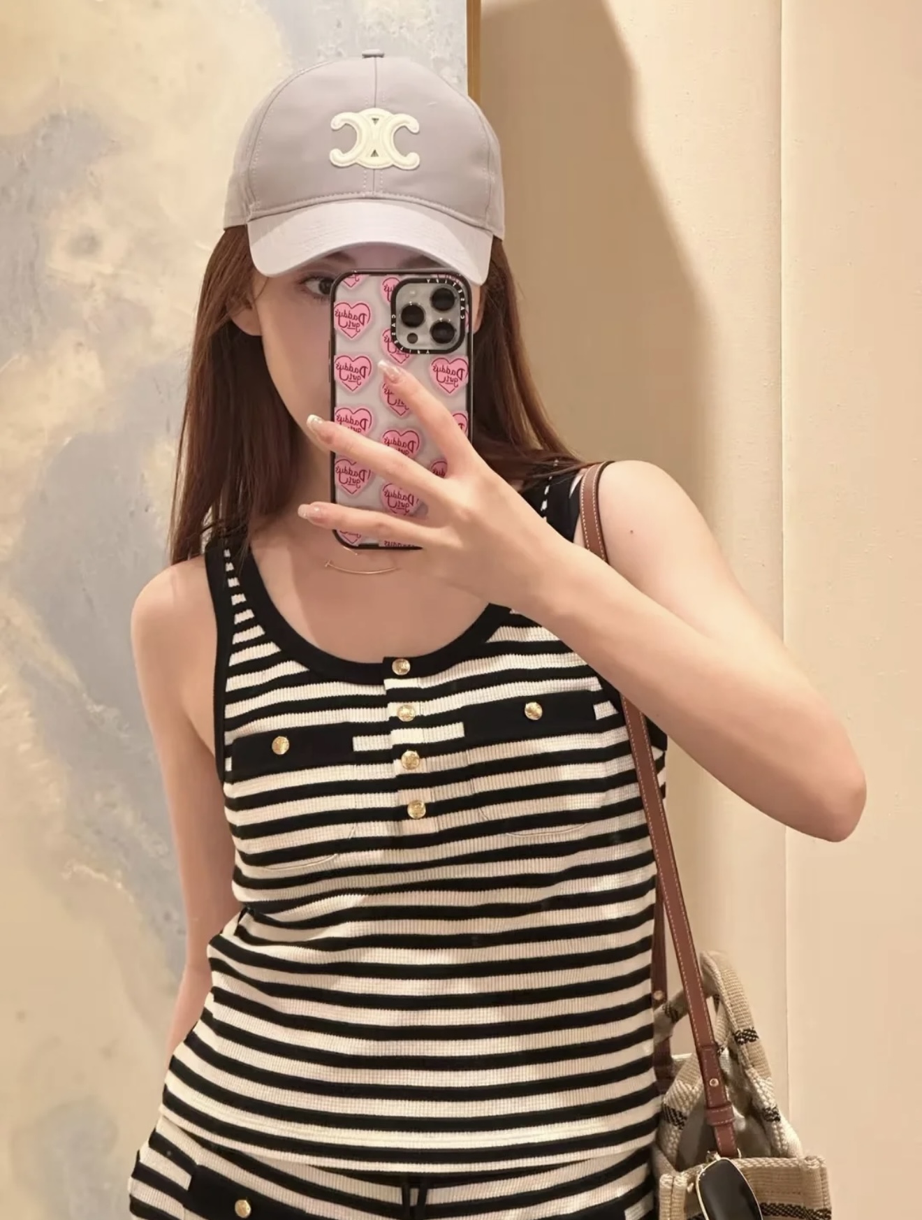 NO:504256,[Love] New [Love]!  Latest CE 25NEW Arc de Triomphe Metal Button Stripe Vest. Size SML.,,alexander wang19860909[爱心]新款[爱心]！最新CE 25NEW 凯旋门金属纽扣条纹背心.尺码SML.,,alexander wang,Women's clothing