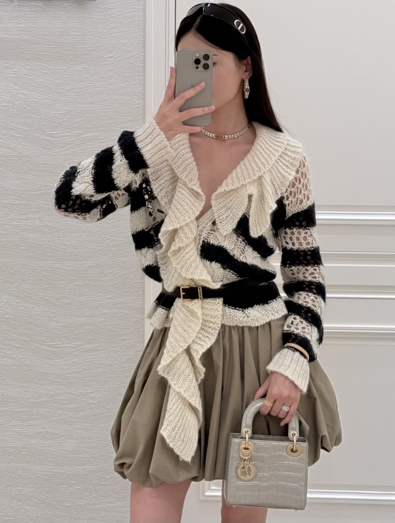 NO:507781,[Love] New [Love]!  Latest D 25NEW Mohair Stripes Mid-colored Streamer Cardigan. Size SML.,,alexander wang19860909[爱心]新款[爱心]！最新D 25NEW 马海毛条纹间色飘带开衫.尺码SML.,,alexander wang,Women's clothing