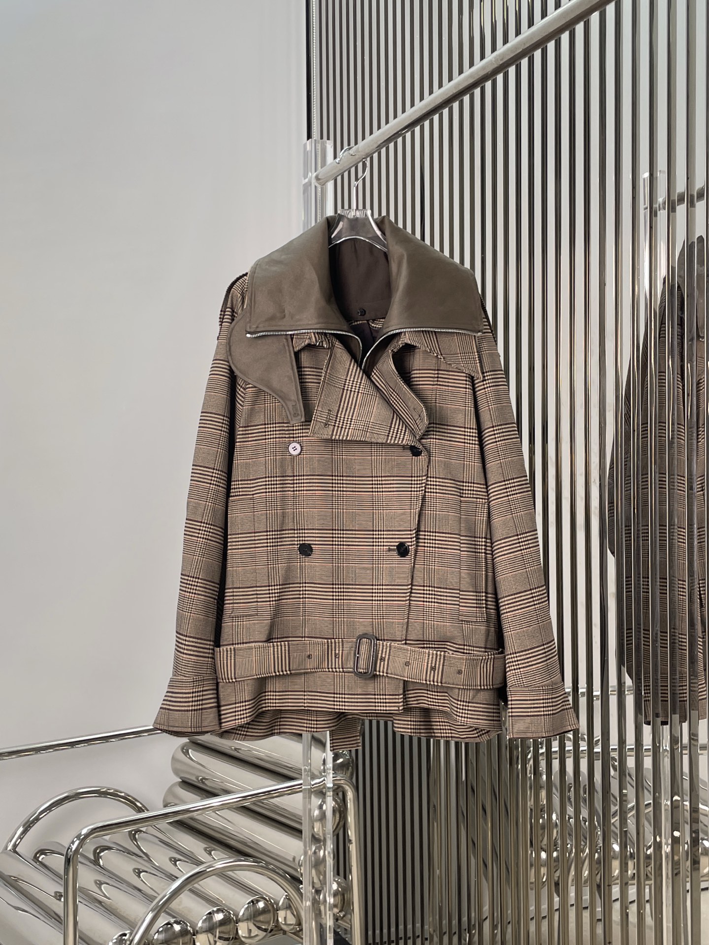 NO:568880,[Love] New style [Love]!  The latest YCH 25NEW houndstooth irregular removable inner belt jacket. Size SML.,,jackets & coats,alexander wang19860909[爱心]新款[爱心]！最新YCH 25NEW 千鸟格不规则可拆卸内里腰带外套.尺码SML.,,jackets & coats,alexander wang,Women's clothing