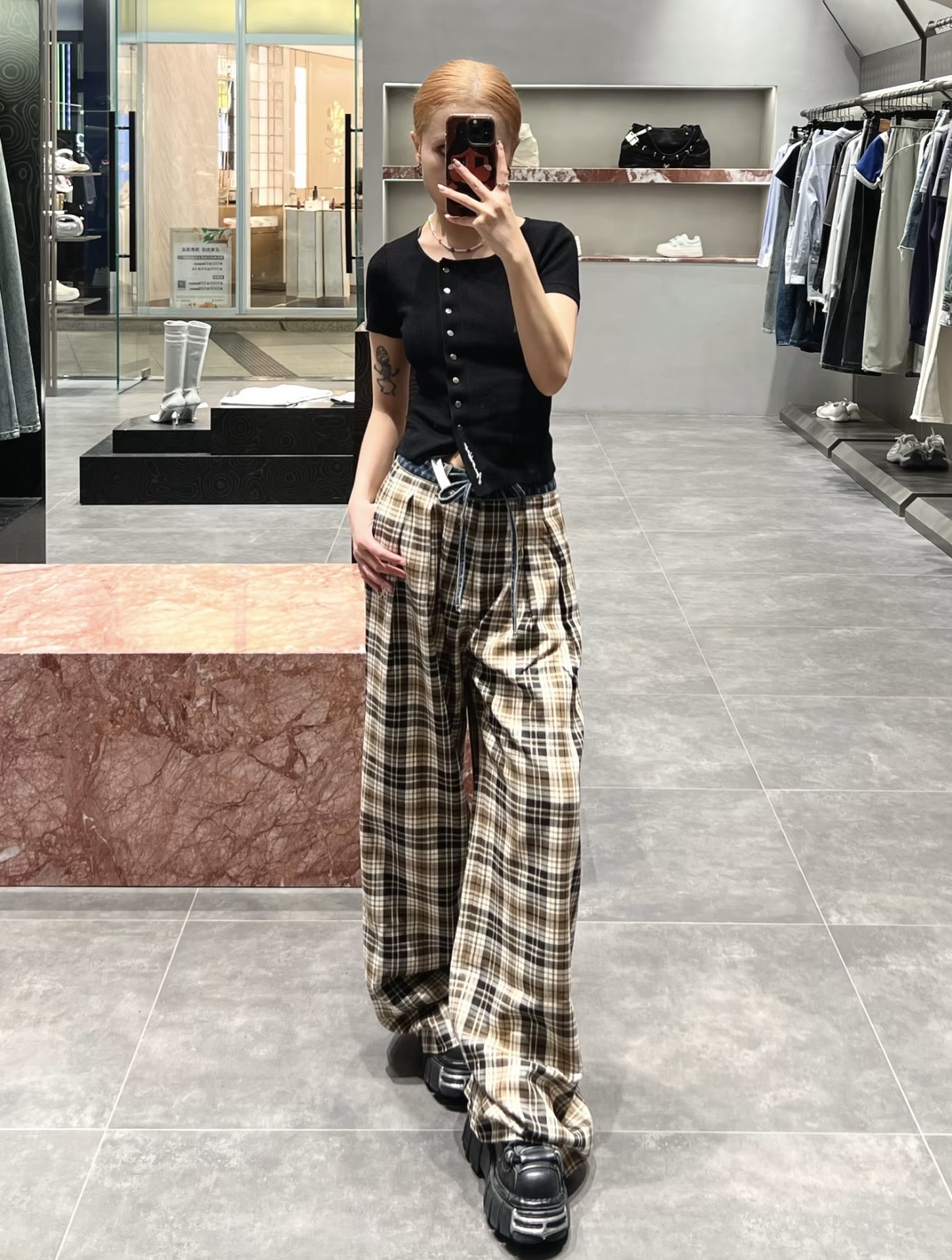 NO:575970,[Love] New style [Love]!  The latest ANN 25NEW plaid patchwork denim waistband casual pants. Size SML,,alexander wang19860909[爱心]新款[爱心]！最新ANN 25NEW 格纹拼接牛仔腰头休闲裤.尺码SML,,alexander wang,Women's clothing