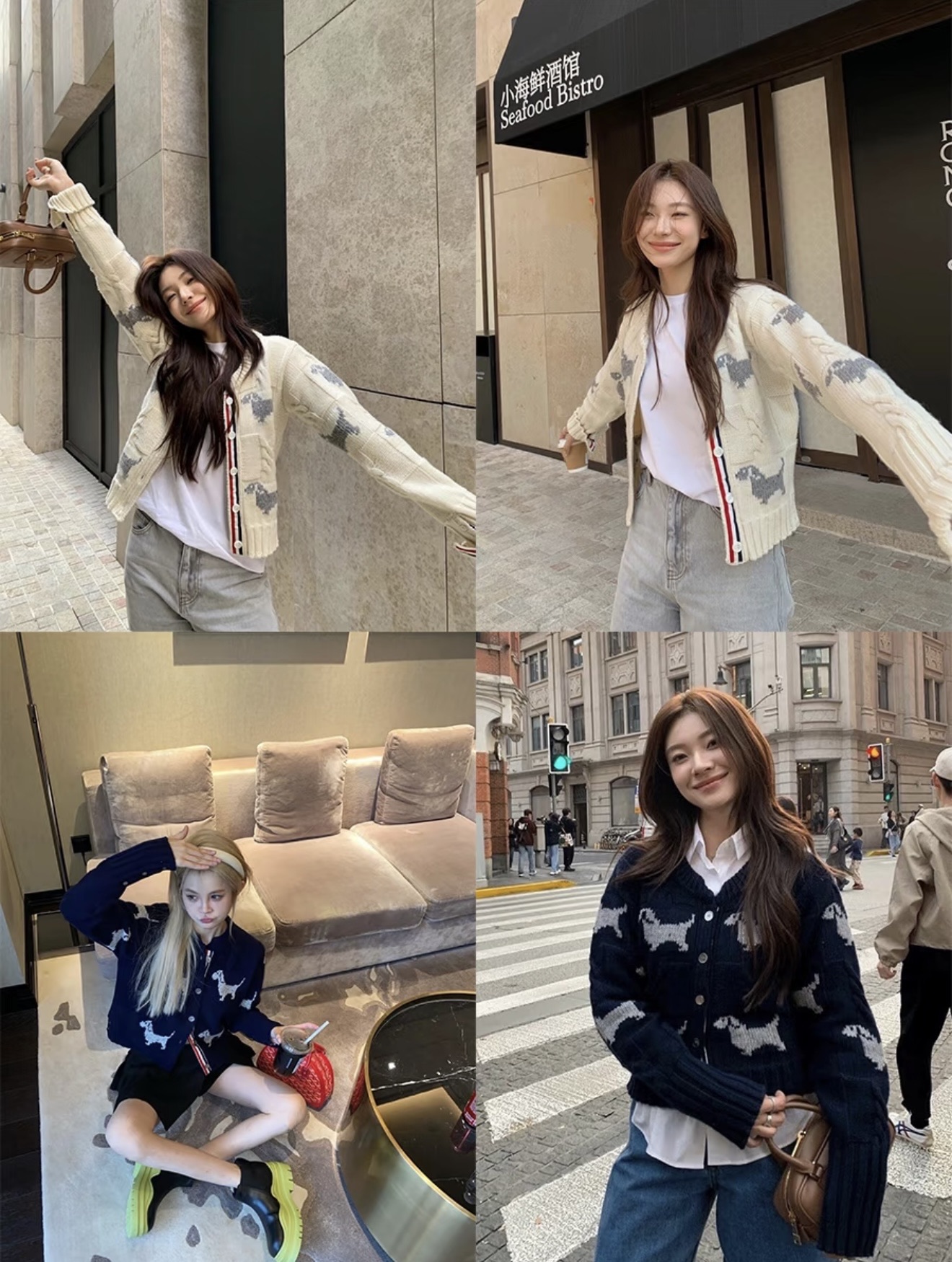 NO:605570,[Love] New style [Love]!  The latest TB 25NEW puppy jacquard cardigan. Color blue, white. Size SML,,alexander wang19860909[爱心]新款[爱心]！最新TB 25NEW 小狗提花开衫.颜色蓝、白.尺码SML,,alexander wang,Women's clothing