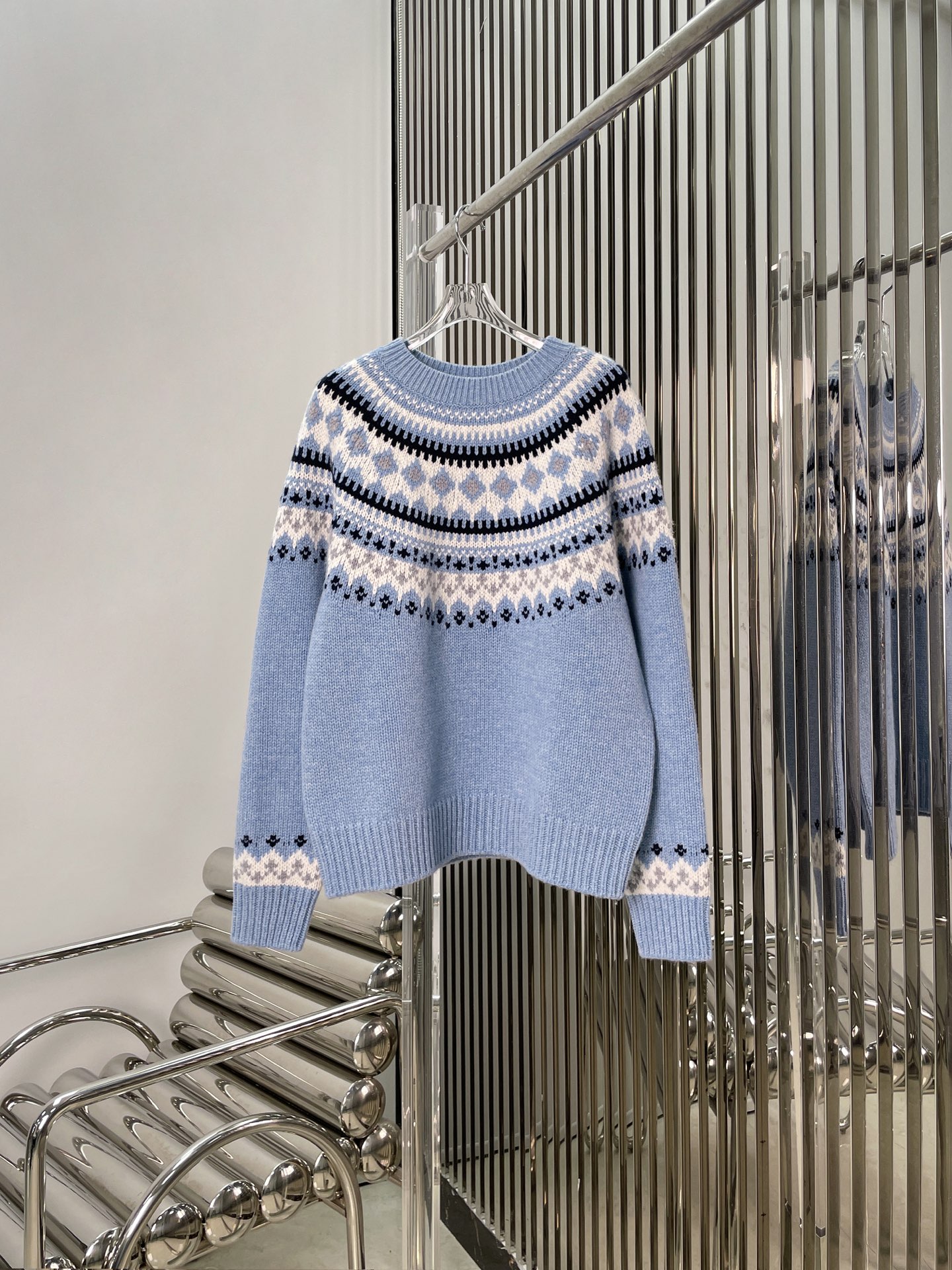 NO:607733,[Love] New style [Love]!  The latest MIU 25NEW Iceland Blue Fair Isle sweater. Size SML,,miumiu,sweaters,alexander wang19860909[爱心]新款[爱心]！最新MIU 25NEW 冰岛蓝费尔岛毛衣.尺码SML,,miumiu,sweaters,alexander wang,Women's clothing