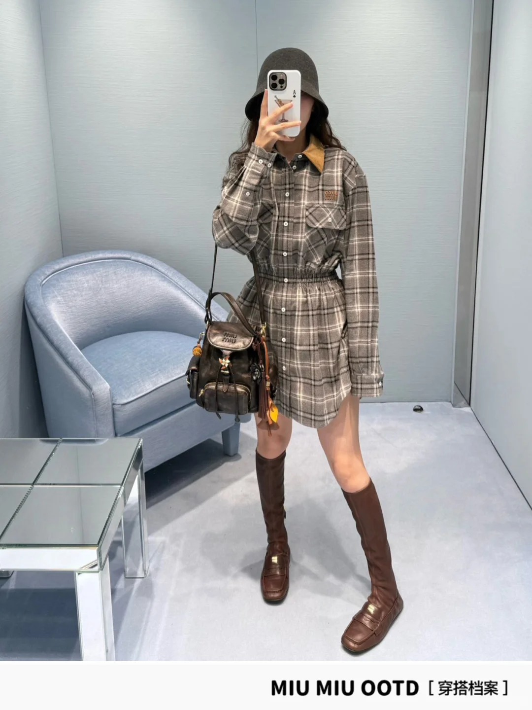 NO:651260,[Love] New style [Love]!  The latest MIU 26NEW plaid shirt dress. Size SML.P,,miumiu,skirts,shirts,alexander wang19860909[爱心]新款[爱心]！最新MIU 26NEW 格纹衬衫连衣裙.尺码SML.P,,miumiu,skirts,shirts,alexander wang,Women's clothing