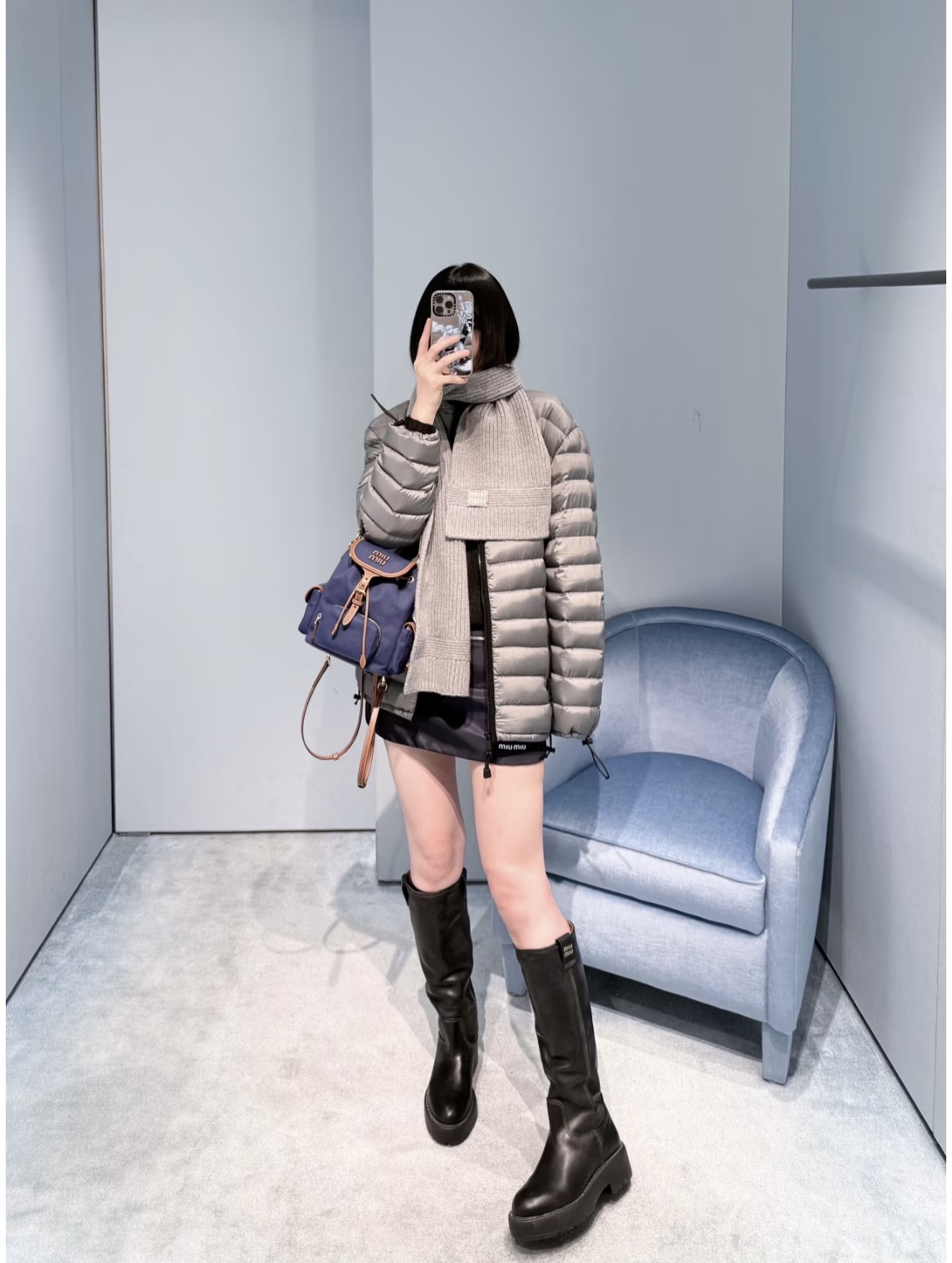 NO:697042,[Love] New style [Love]!  The latest MIU 26NEW gray ribs goose down jacket. Size SML,,miumiu,19860909[爱心]新款[爱心]！最新MIU 26NEW 灰色排骨鹅绒服.尺码SML,,miumiu,,Women's clothing