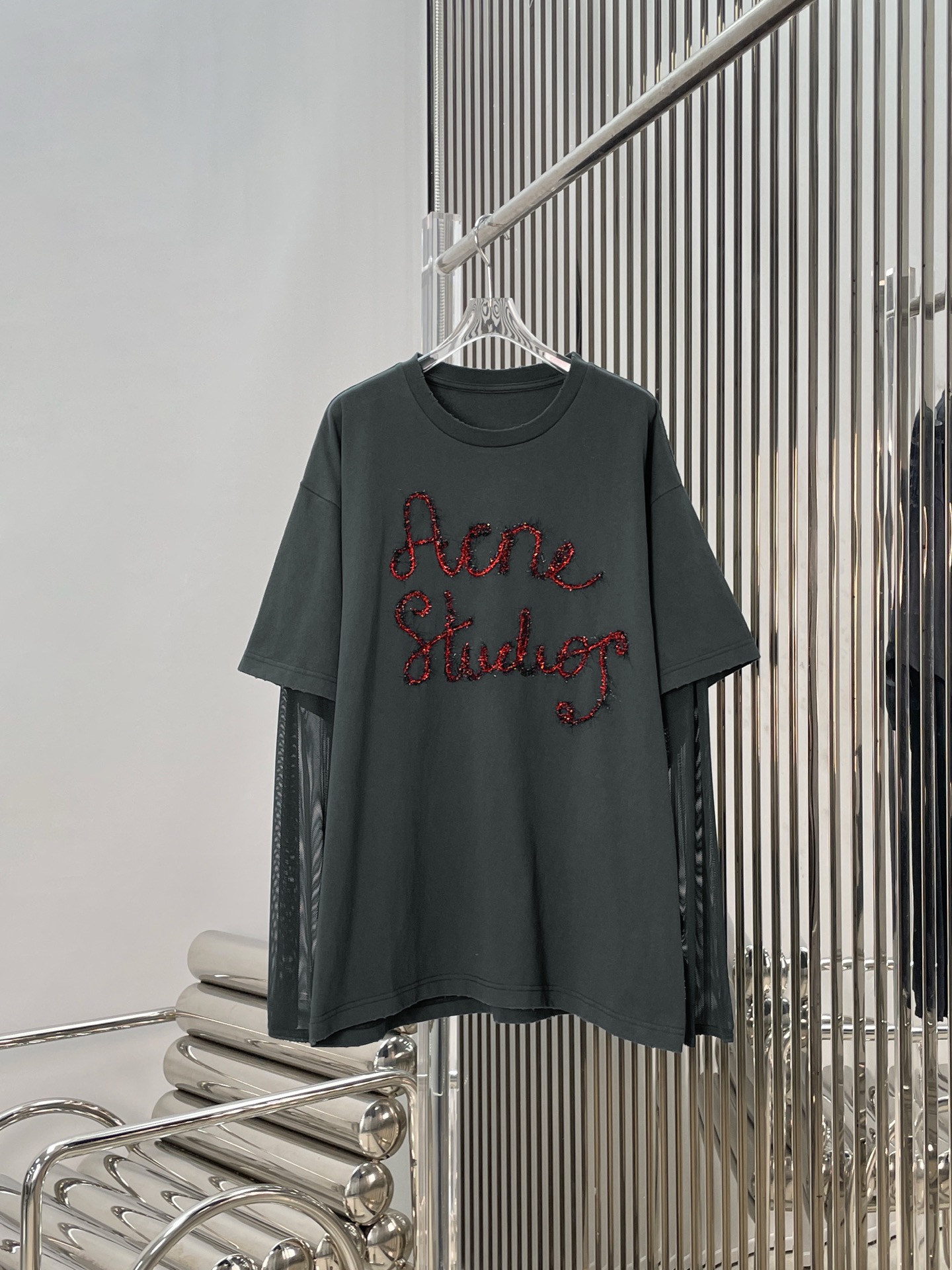 NO:709675,[Love] New style [Love]!  The latest ACNE 26NEW mesh sleeve splicing fake two-piece T-shirt. Size SML.P,,acne studios,tees,t-shirt,19860909[爱心]新款[爱心]！最新ACNE 26NEW 网纱袖子拼接假两件T恤.尺码SML.P,,acne studios,tees，t-shirt,,Women's clothing