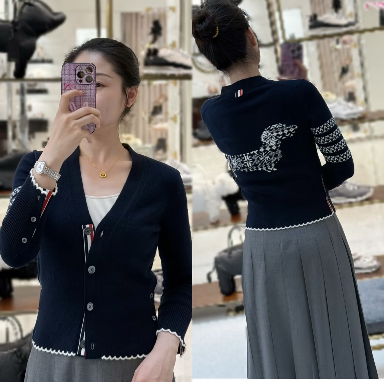 NO:729903,[Love] New style [Love]!  The latest TB 26NEW wool snowflake puppy cardigan. Color gray, blue. Size SML.,,19860909[爱心]新款[爱心]！最新TB 26NEW 羊毛 雪花小狗开衫.颜色灰、蓝.尺码SML.,,,Women's clothing