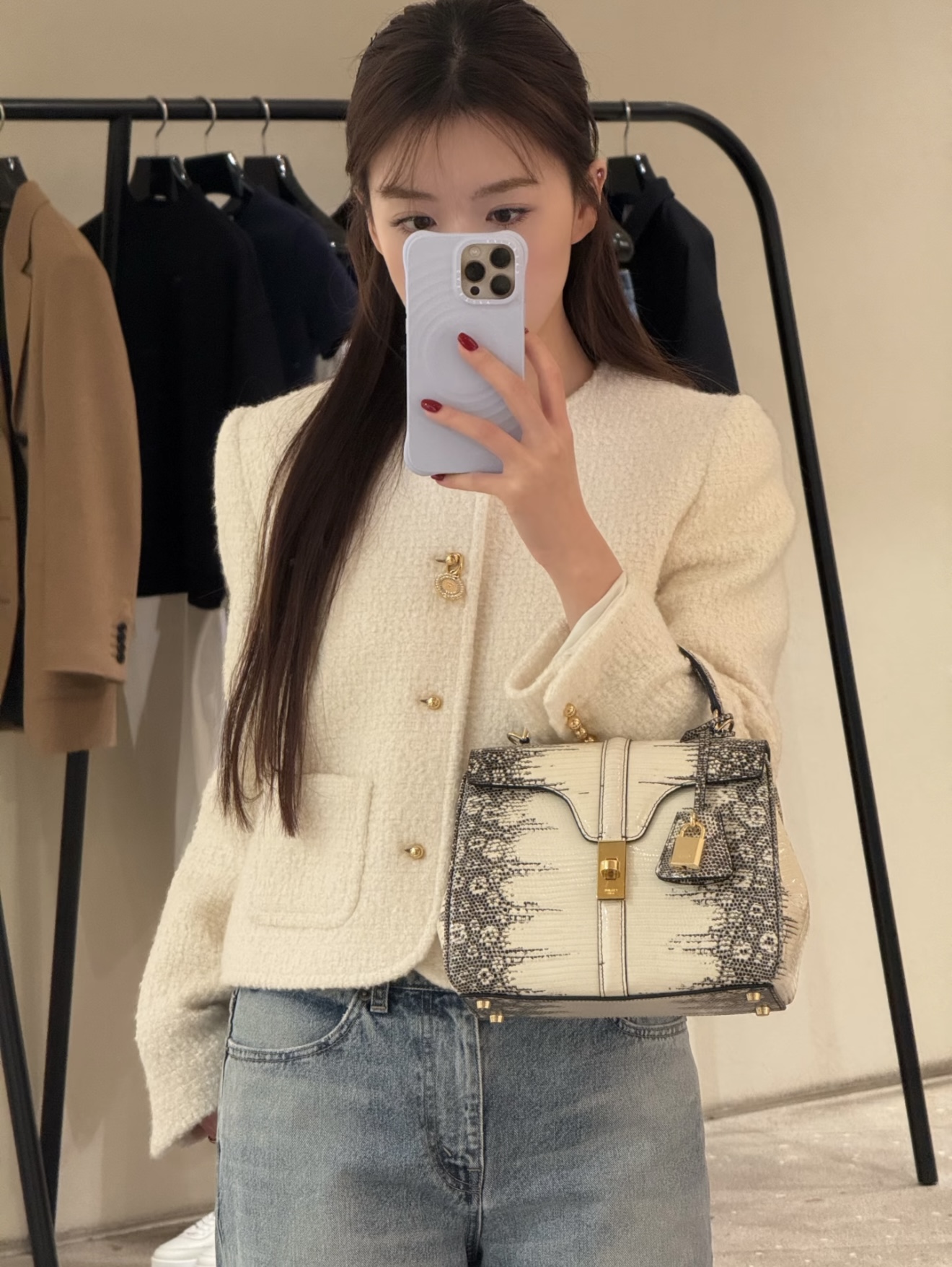 NO:736039,[Love] New style [Love]!  The latest CE 26NEW Arc de Triomphe cream white woolen small fragrant jacket. Size SML,,jackets & coats,19860909[爱心]新款[爱心]！最新CE 26NEW 凯旋门奶油白粗纺羊毛小香风外套.尺码SML,,jackets & coats,,Women's clothing