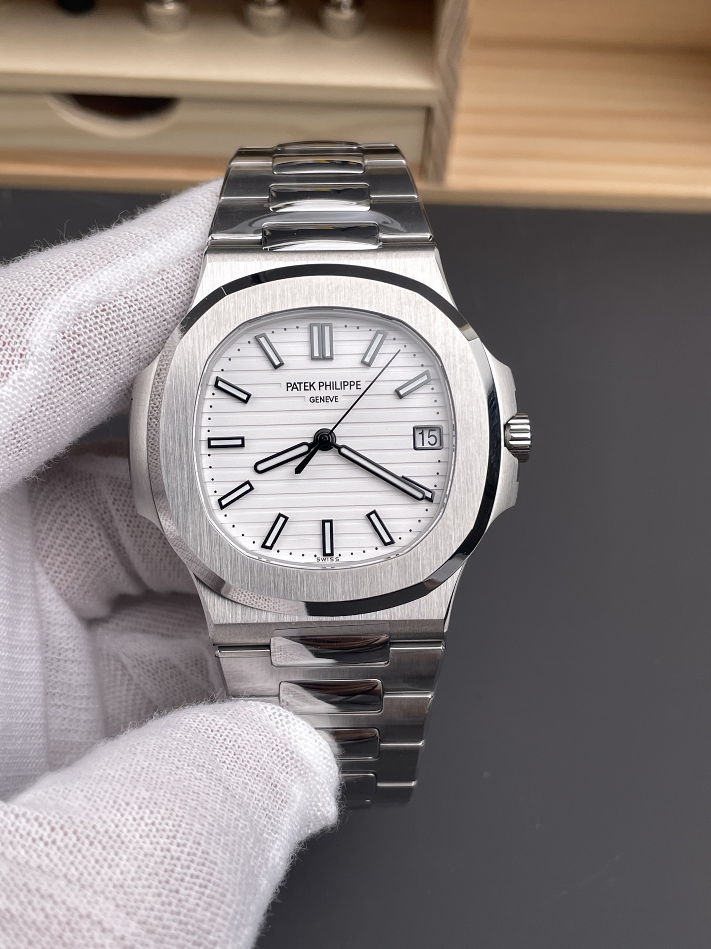 NO:662935,3K Nautilus 5711 Snow Mountain White/40mm/324 machine,198609093K 鹦鹉螺5711 雪山白/40mm/324机,,Watch