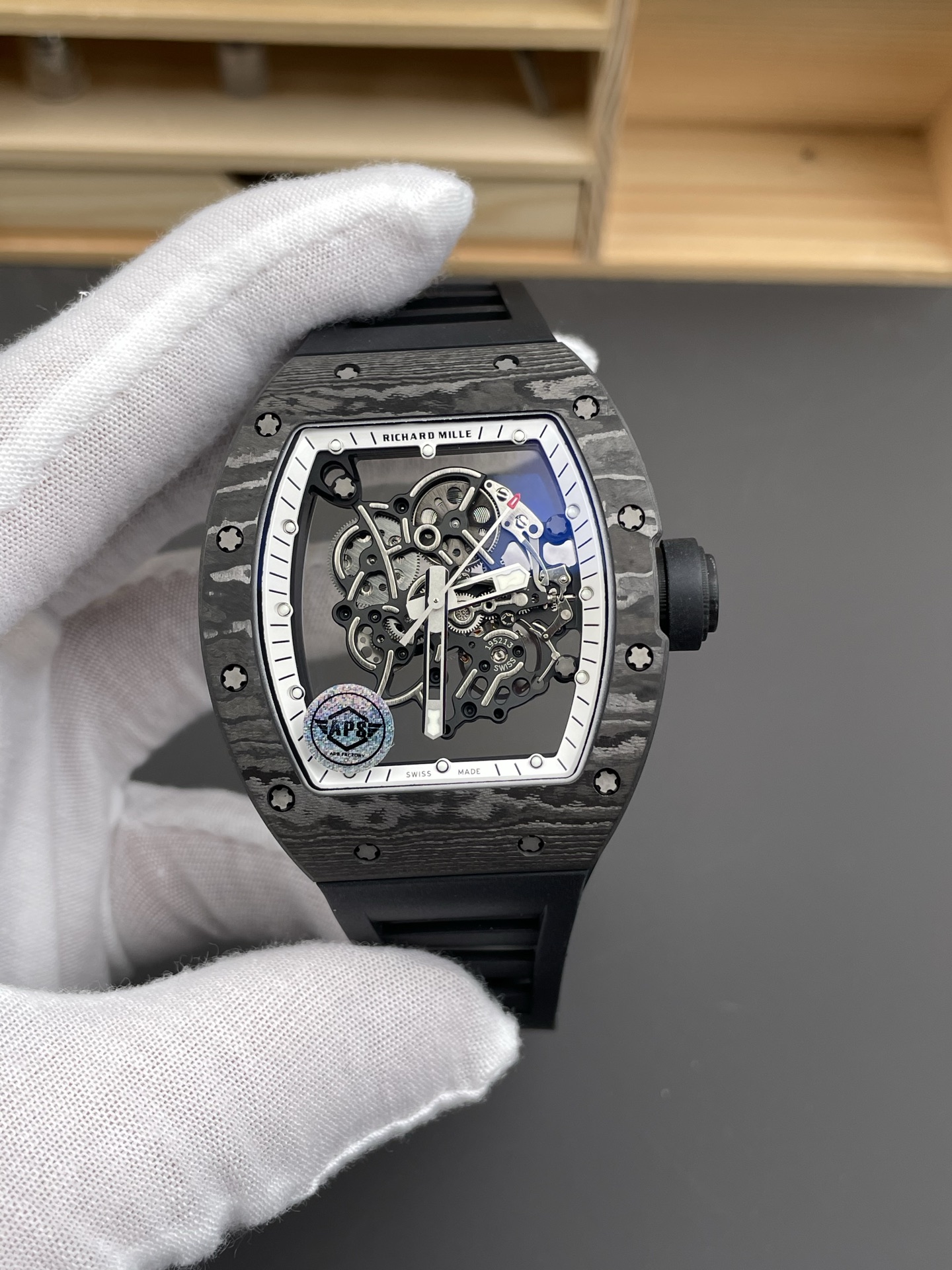 NO:541765,APS RM black and white carbon/49.9x42.7mm/RMUL2 movement,19860909APS RM 黑白碳/49.9x42.7mm/RMUL2机芯,,Watch