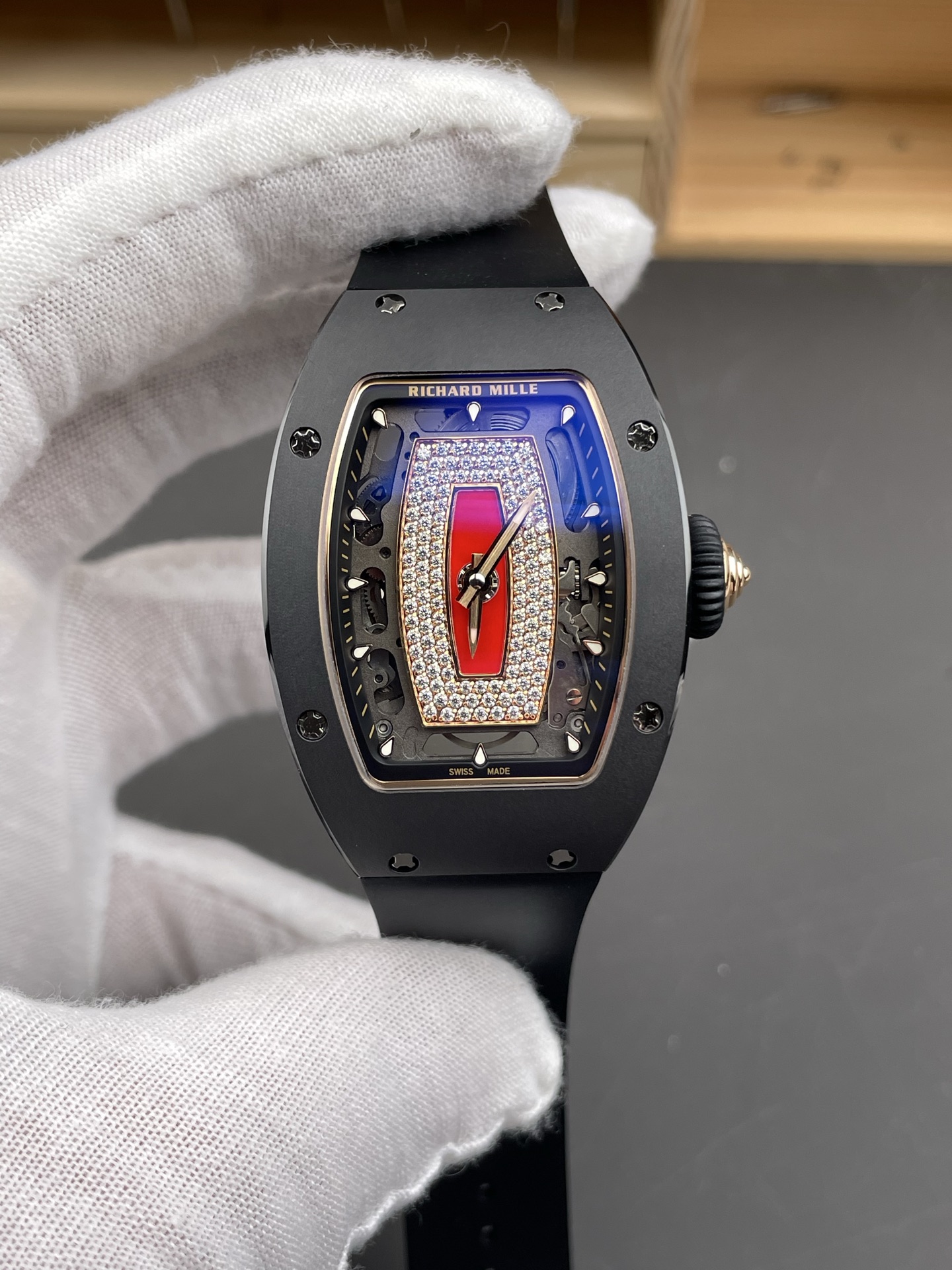 NO:553401,ZF Richard RM07-1 black ceramic red lip/45mm/CRMA2 machine/6 o'clock movement,19860909ZF 理查德RM07-1 黑陶瓷红唇/45mm/CRMA2机/6点位会动,,Watch