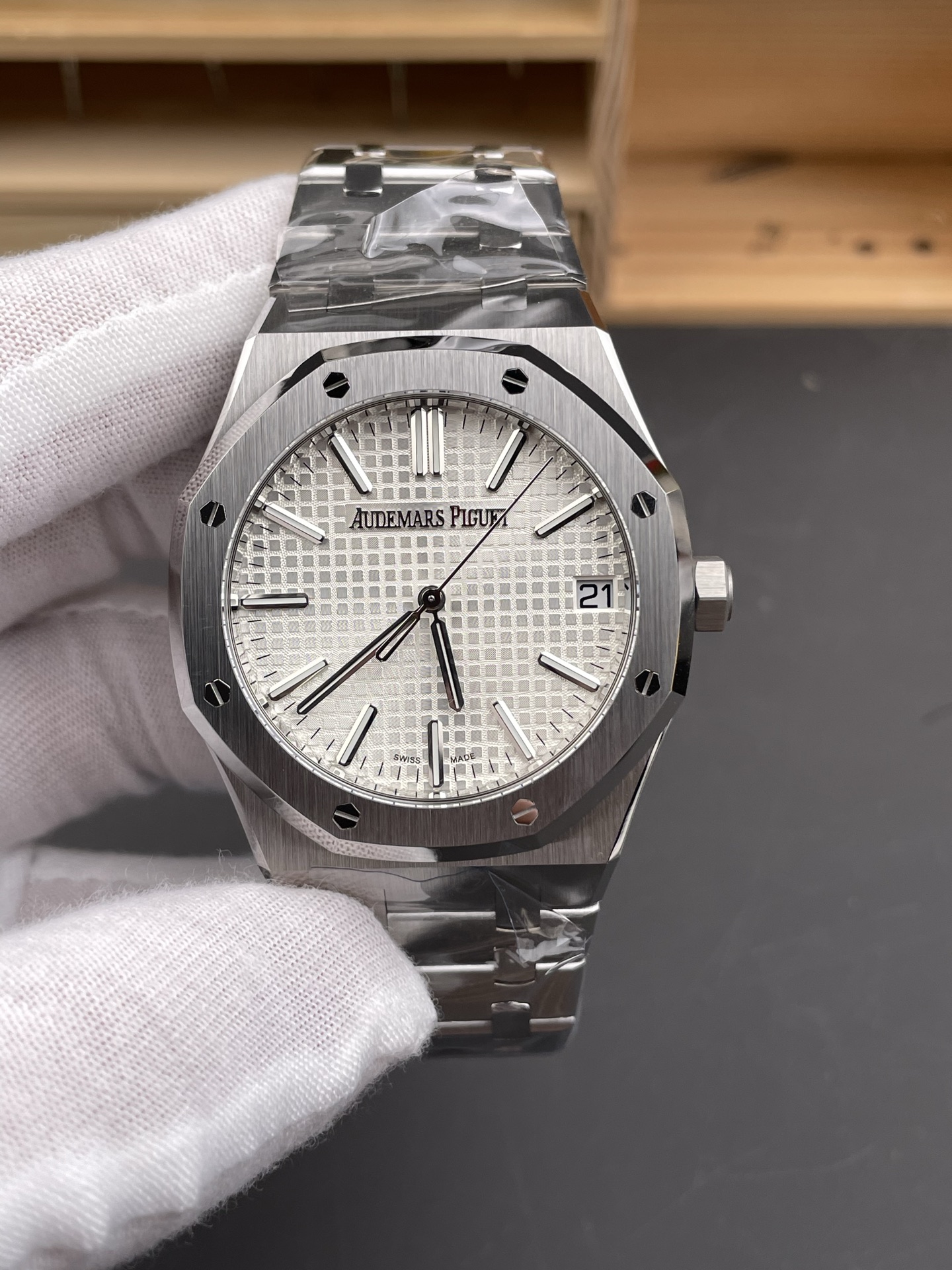 NO:553430,DDF Audemars Piguet Royal Oak 15510 white dial/41mm/4302 cardless movement, audemars19860909DDF 爱彼皇家橡树15510 白盘/41mm/4302无卡度机芯,,audemars,Watch