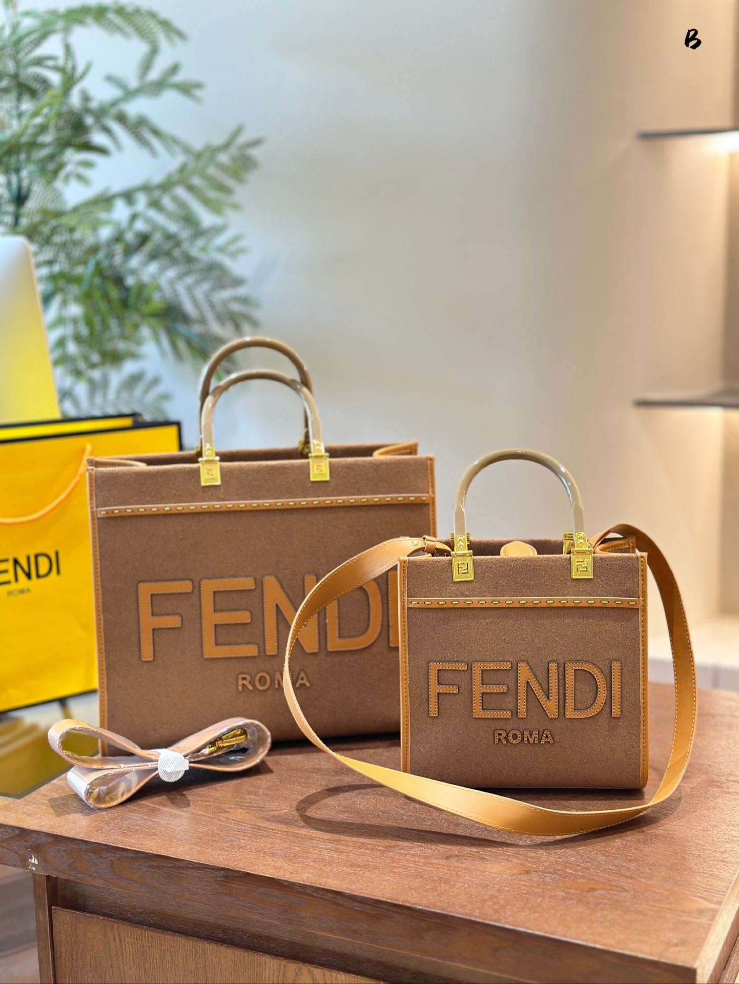 Fendi Mon Tresor Tote Bags Cashmere Flannel Wool Fall/Winter Collection