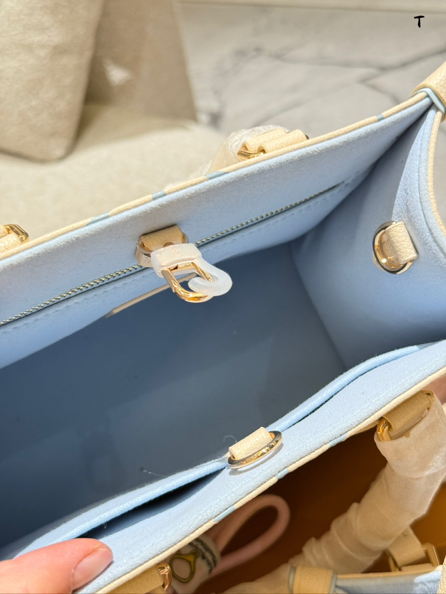 Louis Vuitton OnTheGo PM Azul y Blanco: Elegancia Refrescante 9 i1734548596 1836 0