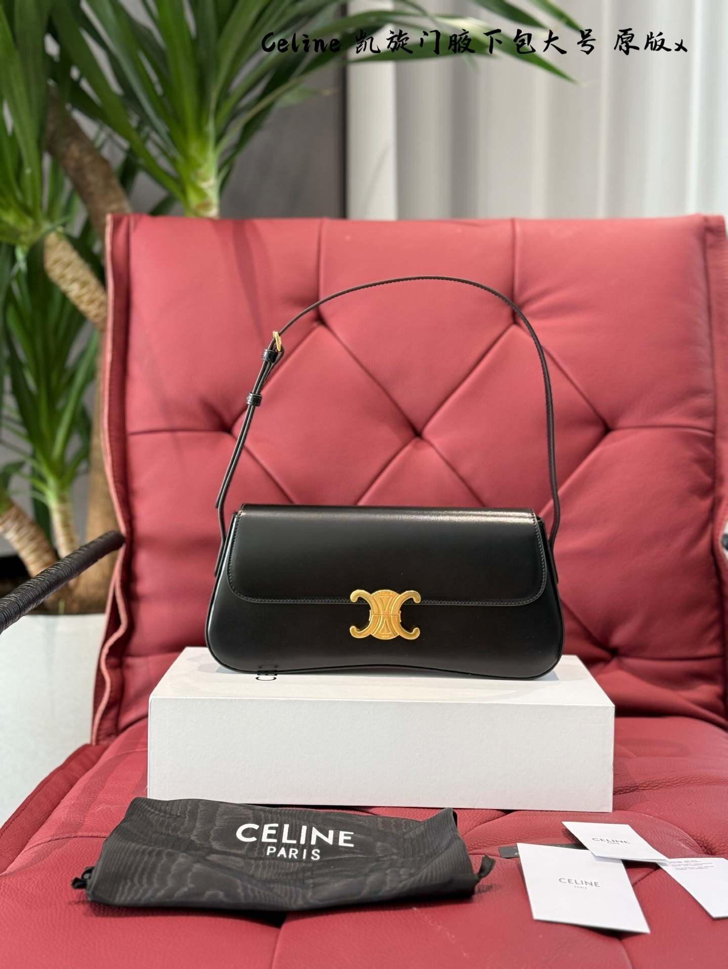 Celine Triomphe Bolso Axilar de Cuero con Solapa y Cierre Magnético 8 i1739085080848 3620 0 6