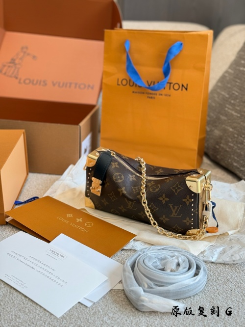 Louis Vuitton Slim Trunk Monogram Canvas Handbag with Chain 15 Louis Vuitton Slim Trunk Monogram Canvas Handbag with Chain