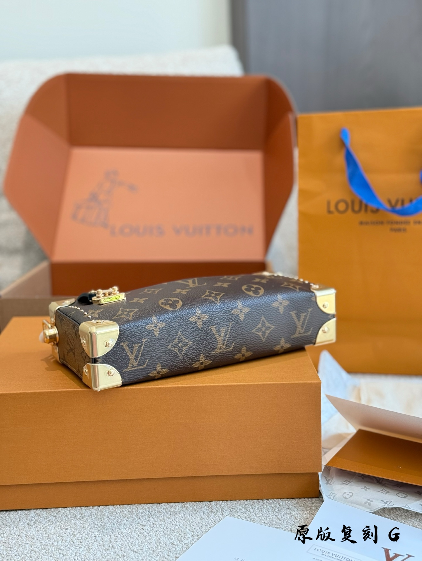 Louis Vuitton Slim Trunk Monogram Canvas Handbag with Chain 6 i1742738402621 3218 0 4