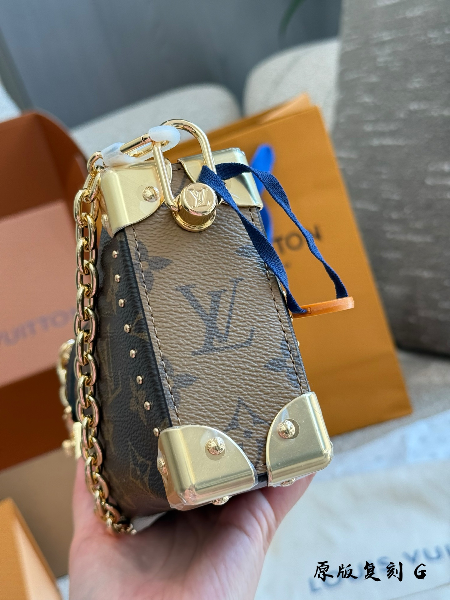 Louis Vuitton Slim Trunk Monogram Canvas Handbag with Chain 7 i1742738404726 3307 0 5