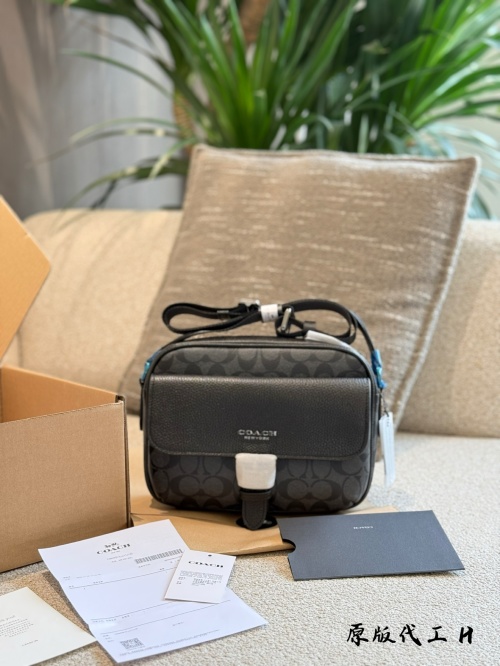 Coach Hudson Men's Signature Crossbody Bag, Leather Trim, Adjustable Strap 1 Coach Hudson Men's Signature Crossbody Bag, Leather Trim, Adjustable Strap