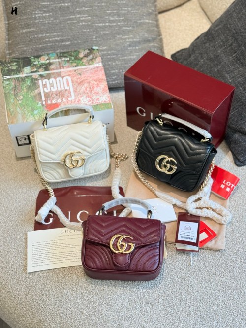 Gucci Marmont Mini Top Handle Bag, Quilted Leather, Various Colors 1 Gucci Marmont Mini Top Handle Bag, Quilted Leather, Various Colors