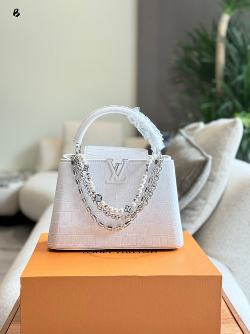 Louis Vuitton Capucines Mini Alligator Leather Top Handle Bag - White