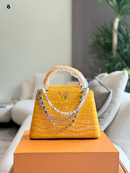 Louis Vuitton Capucines Mini Top Handle Bag Crocodile Leather Yellow 1 Louis Vuitton Capucines Mini Top Handle Bag Crocodile Leather Yellow