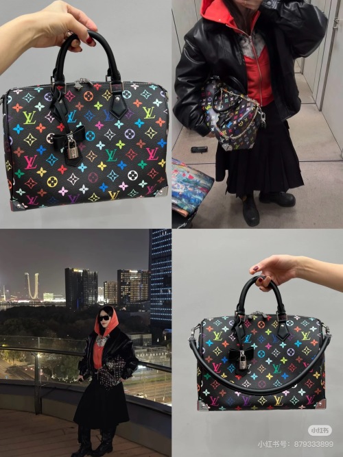 Louis Vuitton Speedy Soft 30 Black Multicolor Monogram Satchel Bag 1 Louis Vuitton Speedy Soft 30 Black Multicolor Monogram Satchel Bag
