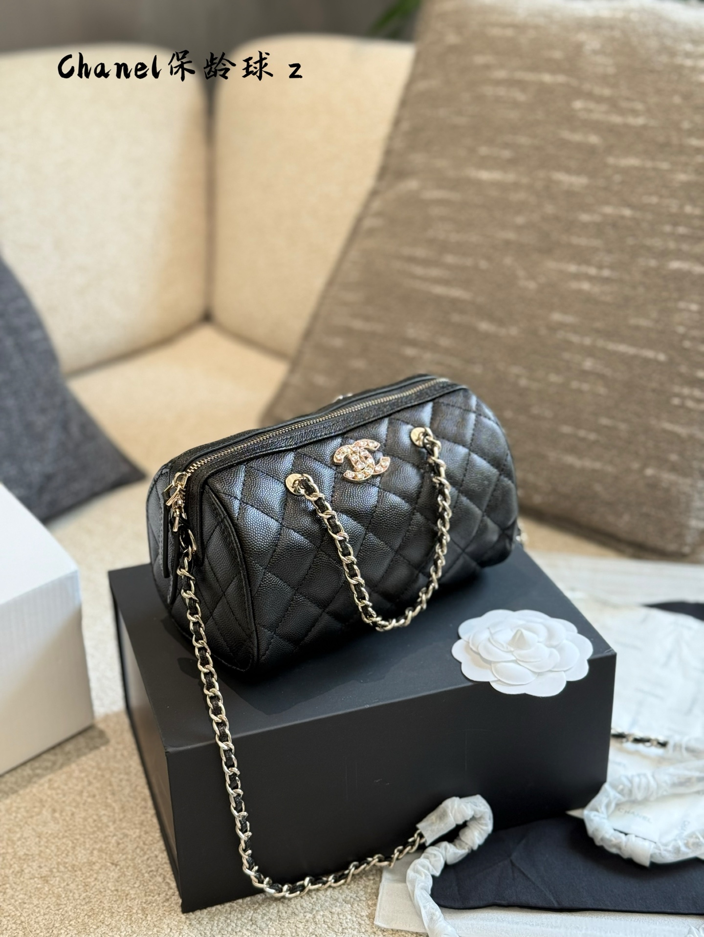 Chanel 25P Bolso Bowling Caviar Negro/Dorado, Bandolera y de Mano 3 i1746874312938 3532 0 1