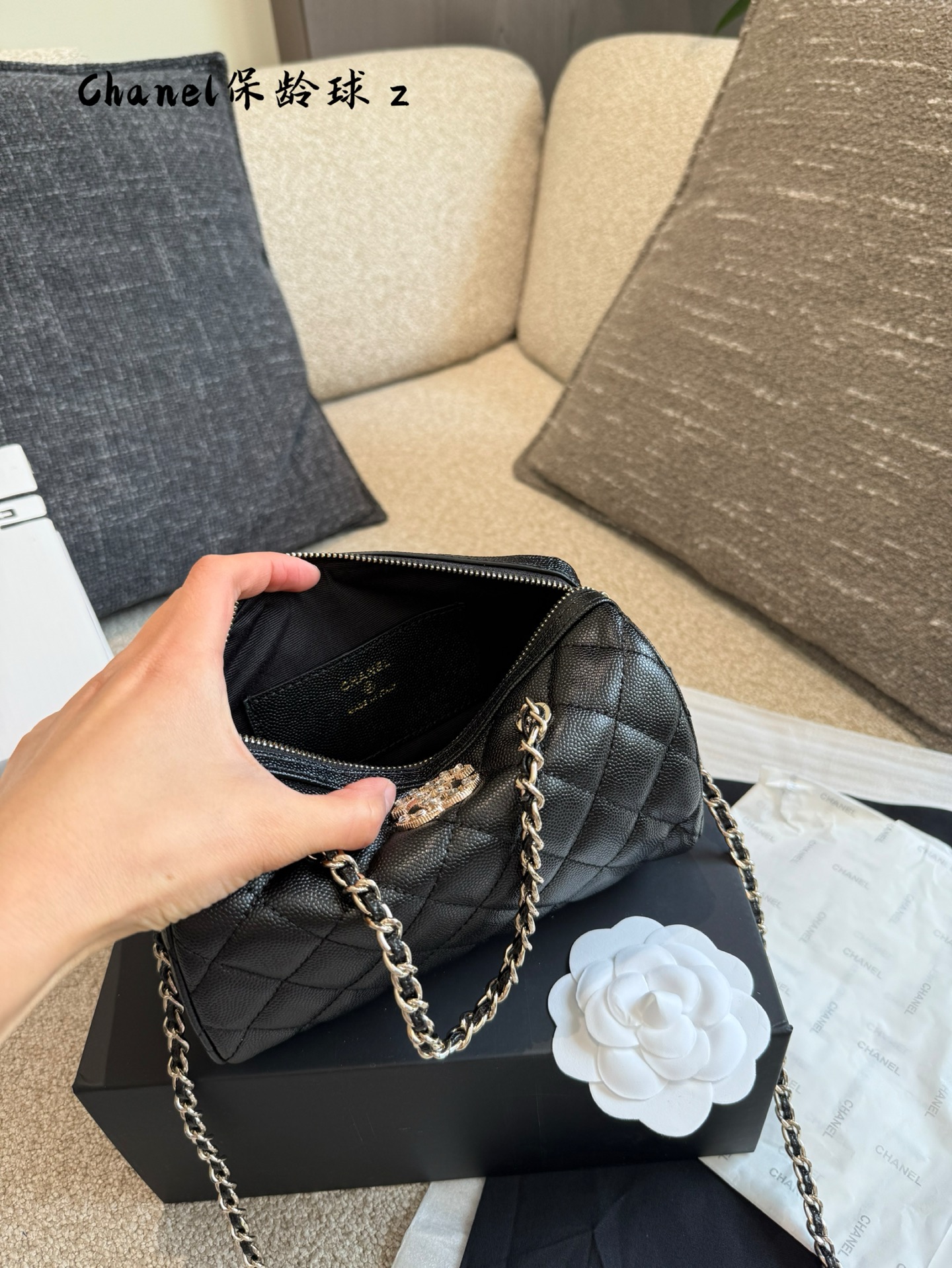 Chanel 25P Bolso Bowling Caviar Negro/Dorado, Bandolera y de Mano 10 i1746874313525 8477 0 8