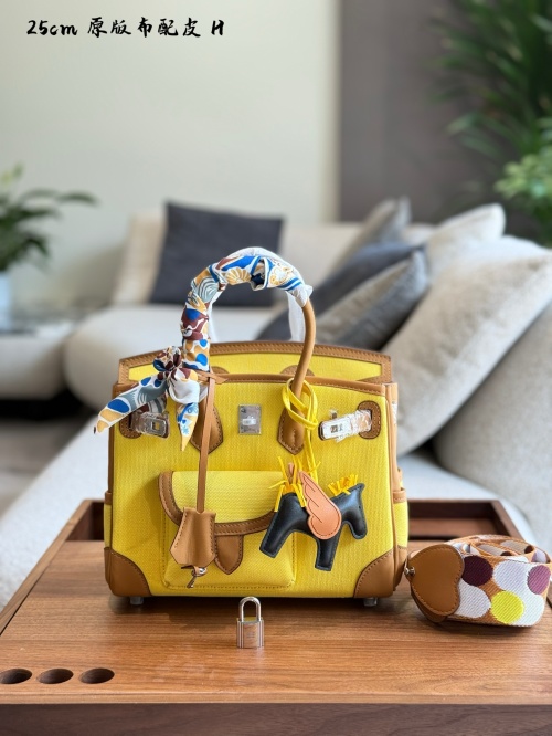 Hermes Birkin 25 Cargo Lemon Yellow Canvas & Leather Silver Hardware 1 Hermes Birkin 25 Cargo Lemon Yellow Canvas & Leather Silver Hardware