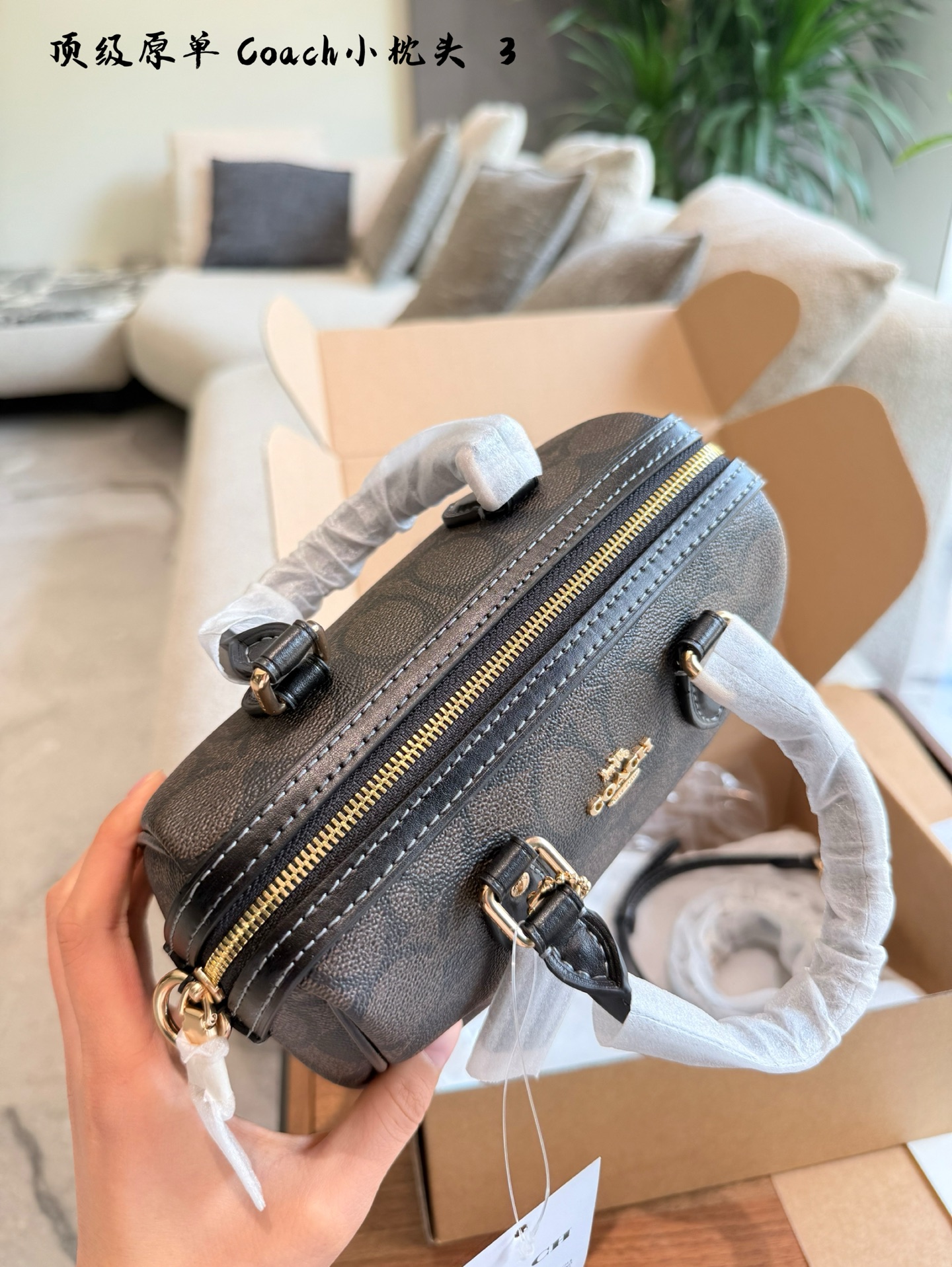 Coach Rowan Mini Boston Bag Marrón Monograma, Bolso Bandolera Ajustable 4 i1747473020682 9905 0 6