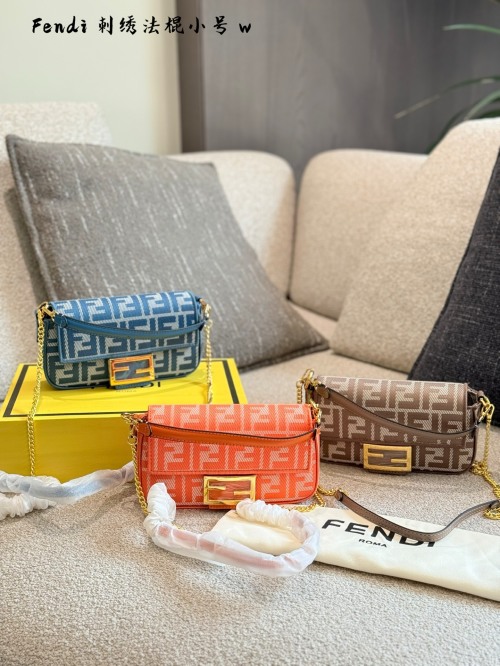 Fendi Baguette Bag with FF Magnetic Clasp and Detachable Strap 1 Fendi Baguette Bag with FF Magnetic Clasp and Detachable Strap