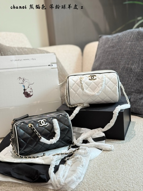 Chanel 25P Bowling Bag Lambskin Black and White, Shoulder and Crossbody Bag 1 Chanel 25P Bowling Bag Lambskin Black and White, Shoulder and Crossbody Bag