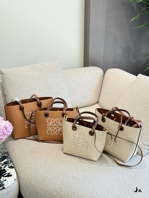 Loewe Classic Tote Bag, Linen and Leather, Adjustable Strap, Mini Size 1 Loewe Classic Tote Bag, Linen and Leather, Adjustable Strap, Mini Size