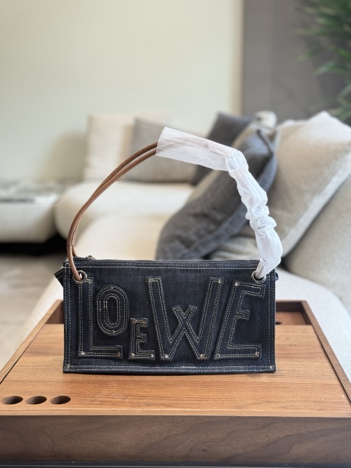 Loewe Denim Underarm Bag, Reversible Design, Durable & Stylish, 25cm 1 Loewe Denim Underarm Bag, Reversible Design, Durable & Stylish, 25cm