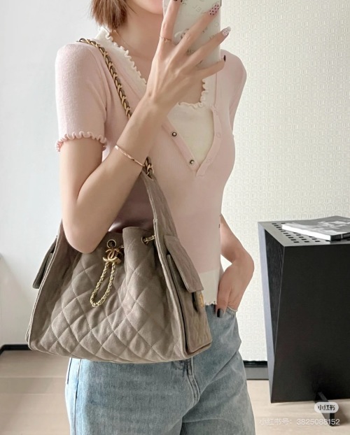 Chanel 25 Hobo Bag - Elephant Gray Suede, Medium Size 1 Chanel 25 Hobo Bag - Elephant Gray Suede, Medium Size