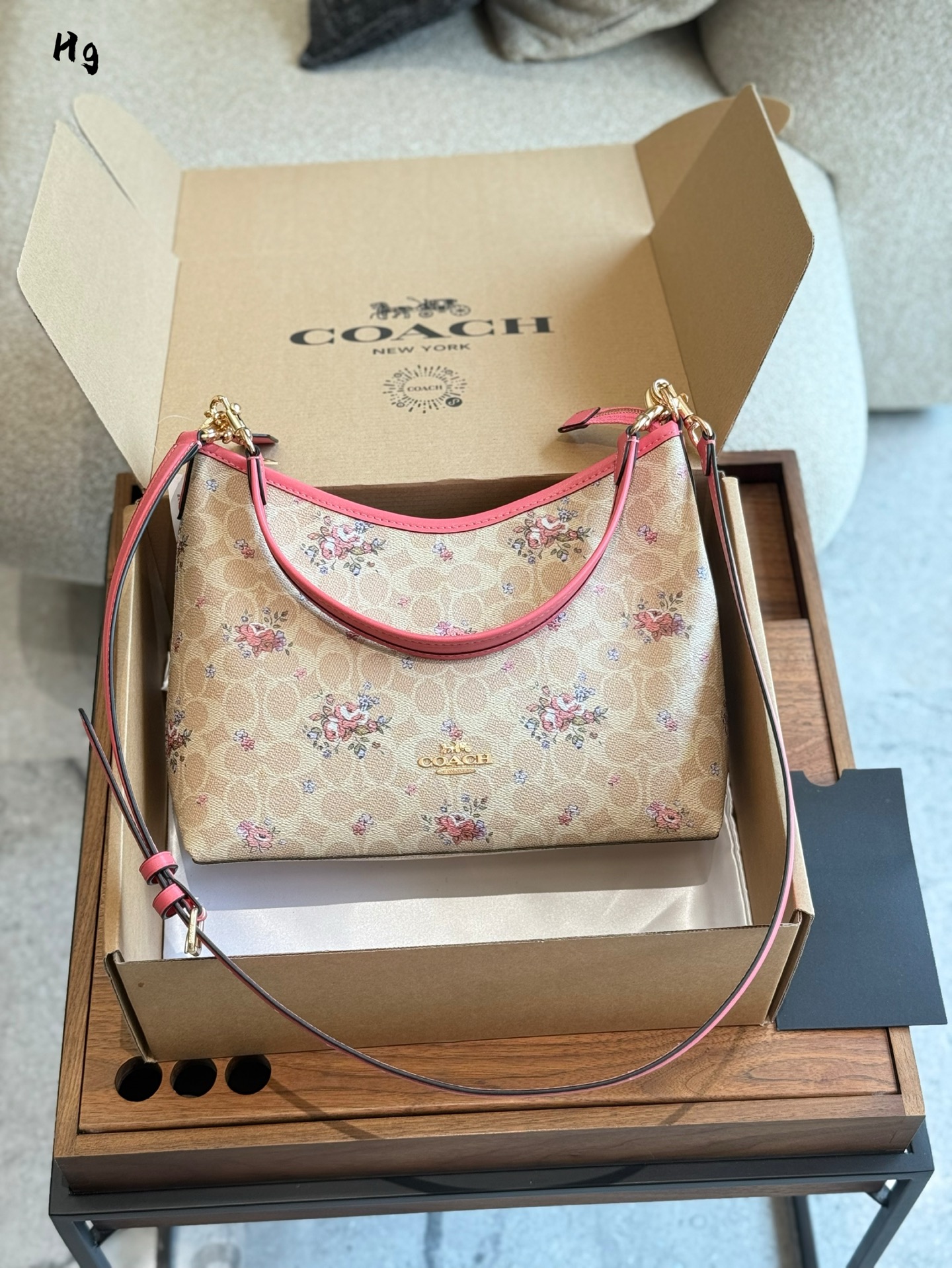 Coach Laurel Floral Print Leather Shoulder Bag