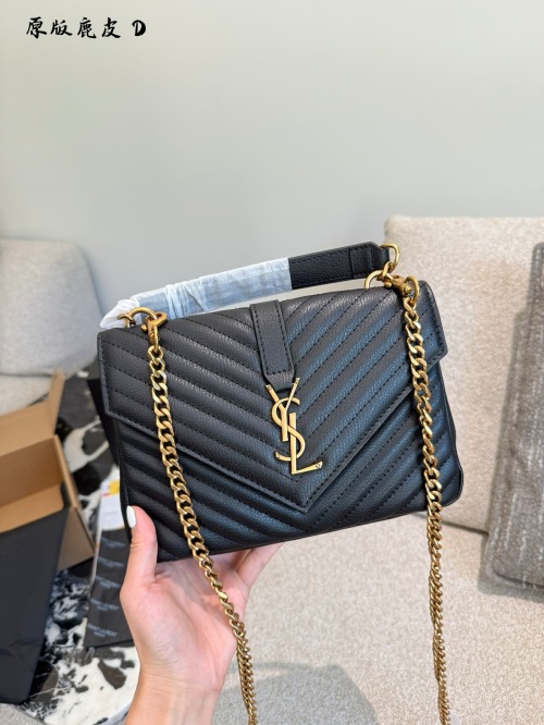Yves Saint Laurent Black College Chain Bag in Lambskin Leather, Gold-Tone Hardware 1 Yves Saint Laurent Black College Chain Bag in Lambskin Leather, Gold-Tone Hardware