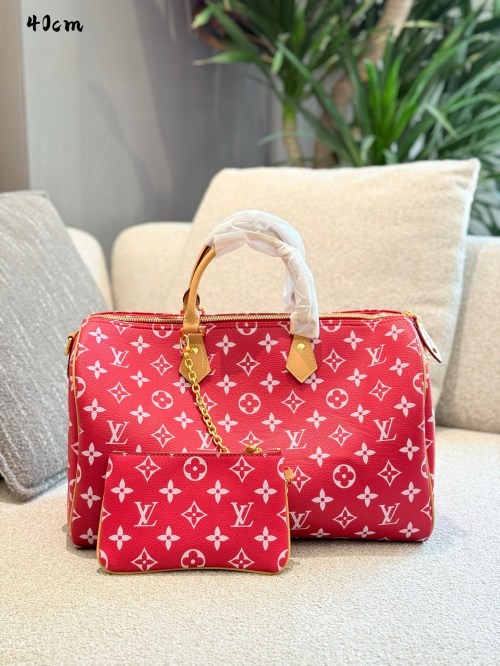 Louis Vuitton Speedy Bandouliere 40 Red Monogram Pillow Bag 1 Louis Vuitton Speedy Bandouliere 40 Red Monogram Pillow Bag
