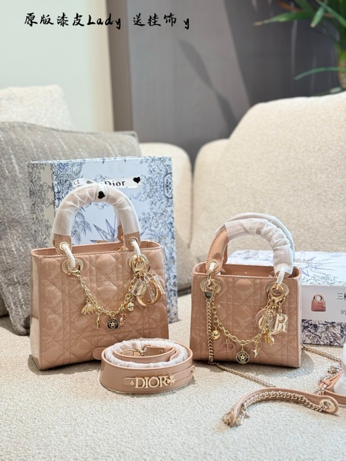 Dior Lady Dior Mini Handbag Pale Pink Patent Cannage Calfskin Charm 1 Dior Lady Dior Mini Handbag Pale Pink Patent Cannage Calfskin Charm