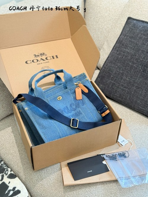 Coach Denim Tote Bag, Stylish and Functional for Everyday Use - 36cm 1 Coach Denim Tote Bag, Stylish and Functional for Everyday Use - 36cm