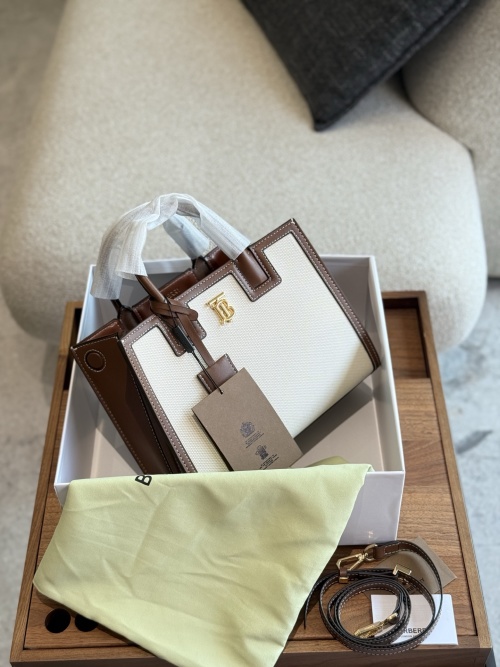 Burberry Frances Handbag: Canvas & Leather, Thomas Burberry Logo, 25cm 1 Burberry Frances Handbag: Canvas & Leather, Thomas Burberry Logo, 25cm