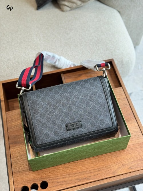 Gucci Supreme Canvas Messenger Bag with Leather Trim and Web Strap 1 Gucci Supreme Canvas Messenger Bag with Leather Trim and Web Strap