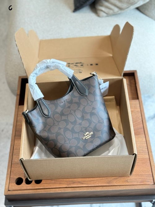Coach Hanna Bucket Bag, Designer Handbag, Signature Coated Canvas, Brown 1 Coach Hanna Bucket Bag, Designer Handbag, Signature Coated Canvas, Brown