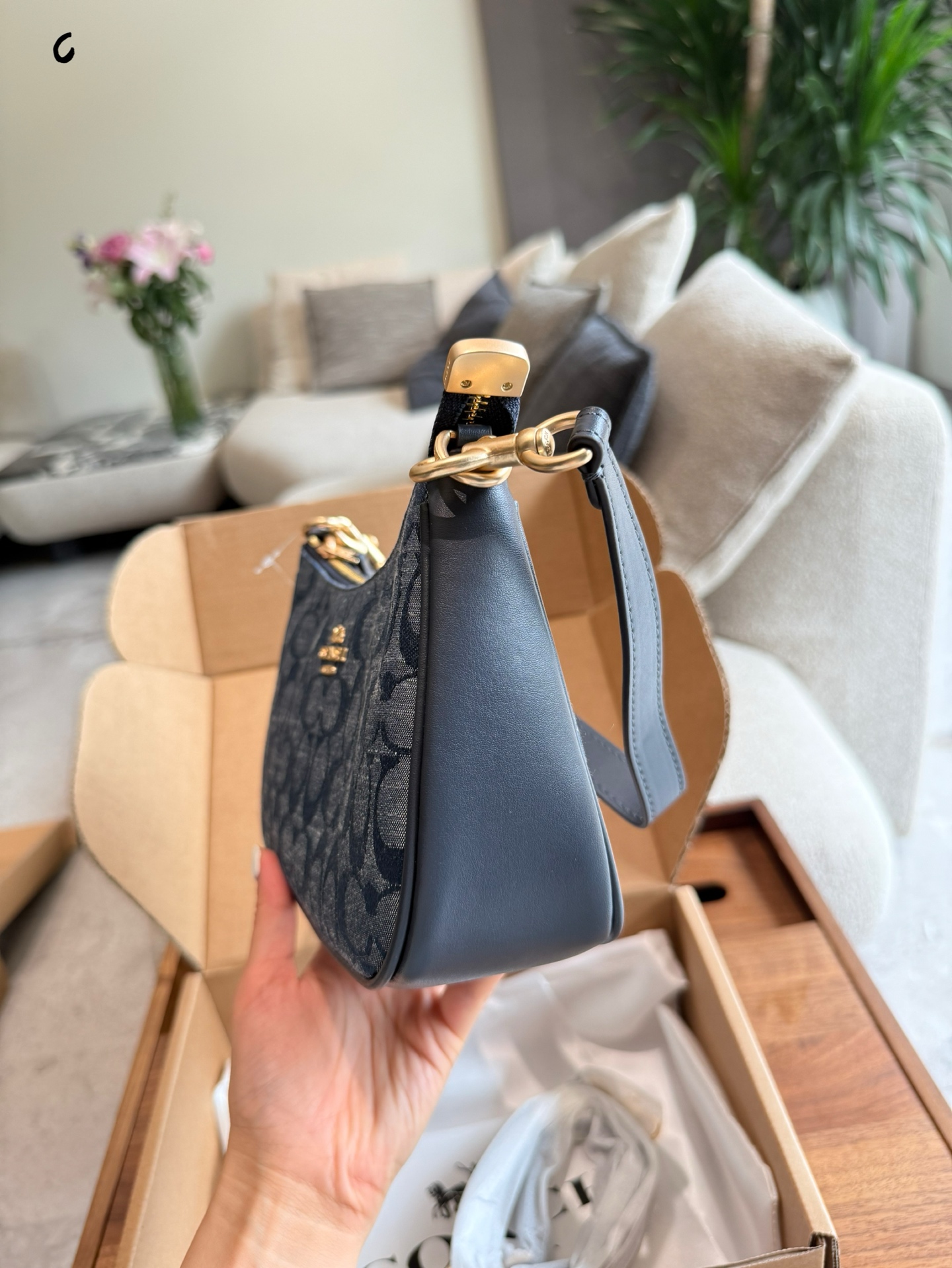 Coach Teri Shoulder Bag In Chambray, Denim Signature, Crossbody Handbag