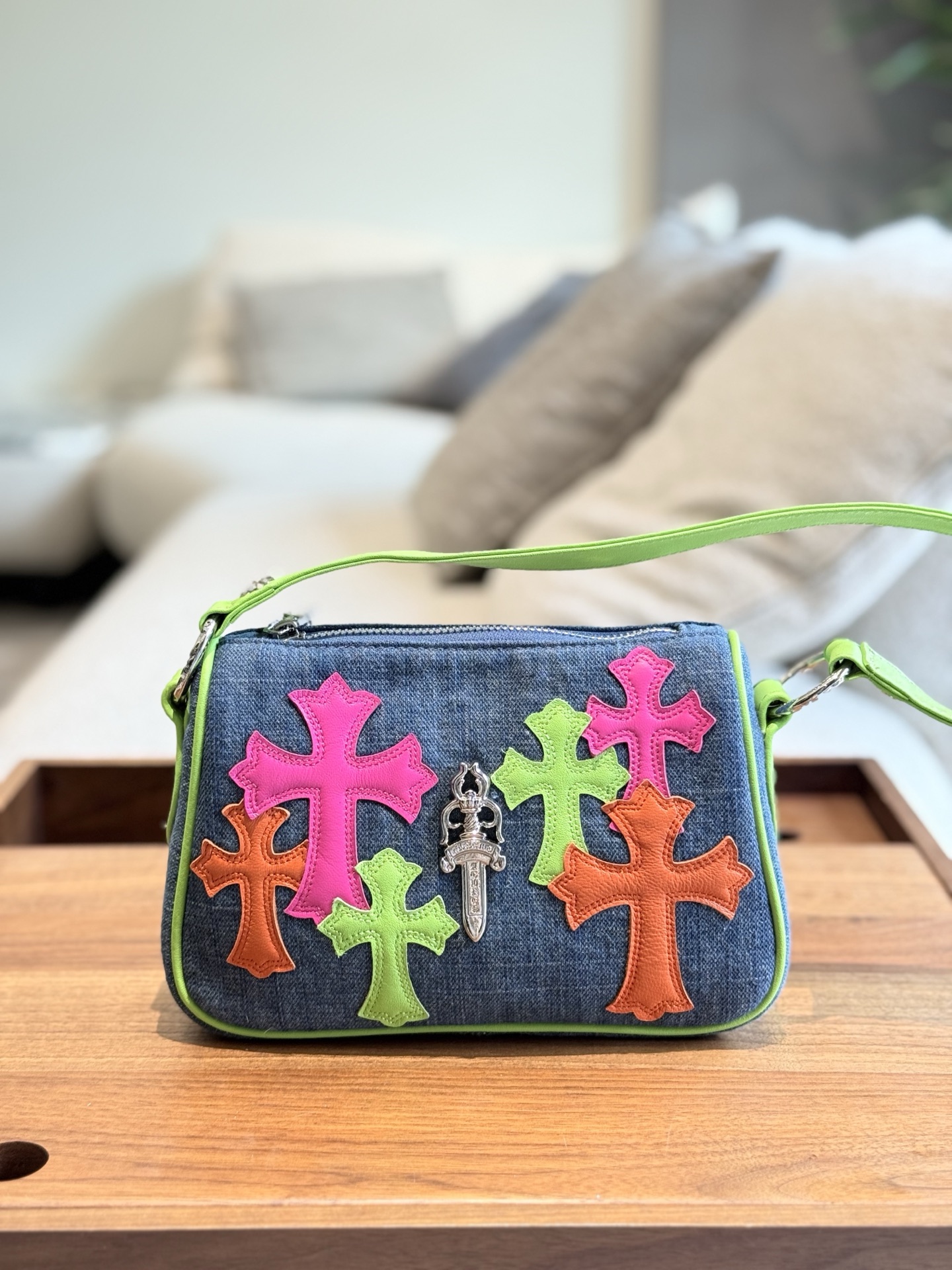 Chrome Hearts Miami Exclusive Colorful Leather Denim Nuggets Bag